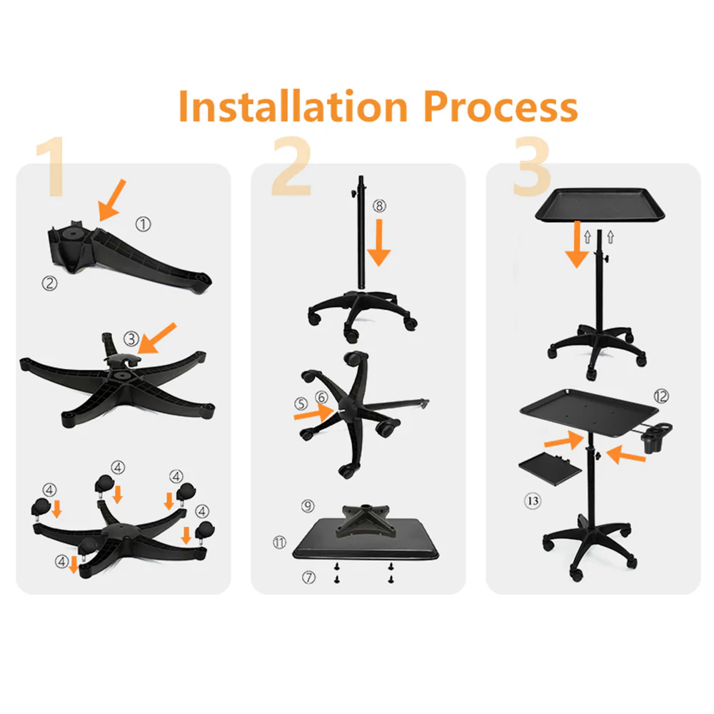Adjustable Salon Tray Cart with Storage - Image 4